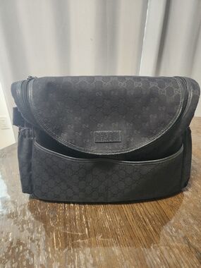 AUTHENTIC Gucci Black Monogram Baby Messenger Bag